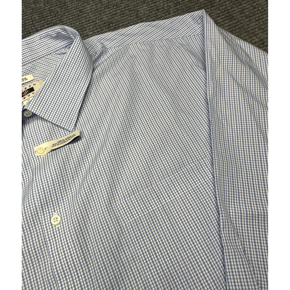 Joseph Abboud Button Down Shirt Men 22 36/37 Blue Micro Check Non-Iron Classic